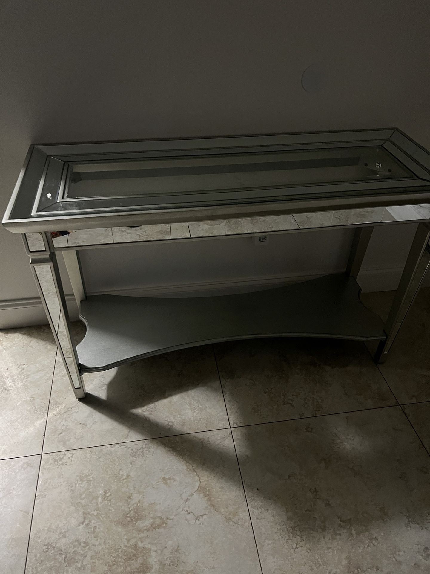 Silver Wood With Glass Console Table