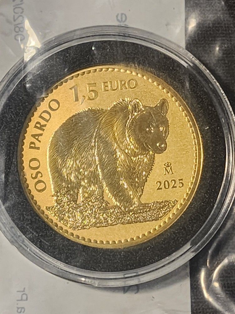 2025 Spain 1 oz Gold Reverse Proof Bear Doubloon