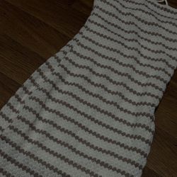 Knit striped halter midi dress – beige & brown Size Small