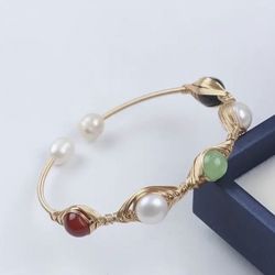Natural Pearl Jade Handmade Bracelet 