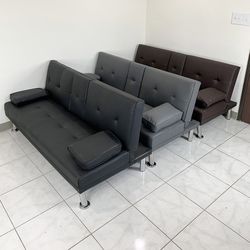 (NEW) $155 Convertible Folding Futon Sofa Bed Recliner Couch 65x30x31 Inches, Max 500 Lbs