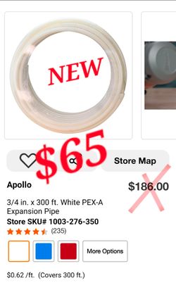 Apollo 3/4" x 300 Ft White PEX-A Expansion Pipe – New