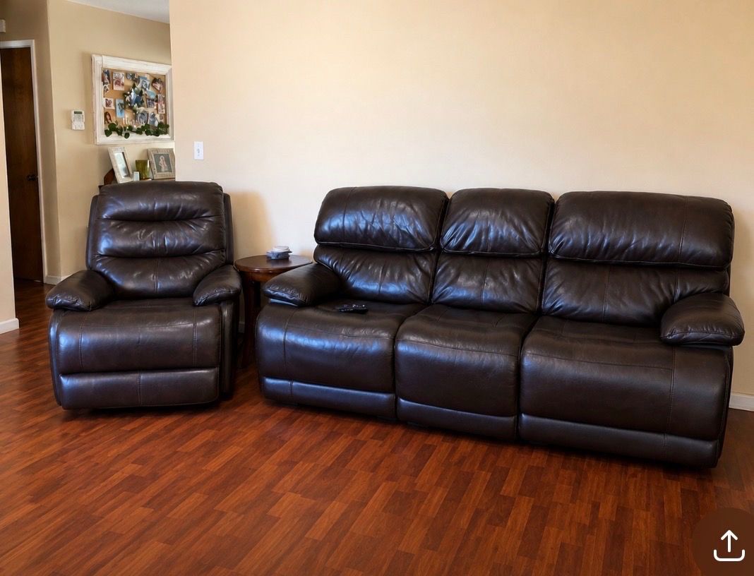 Leather Reclining Sofa & Recliner
