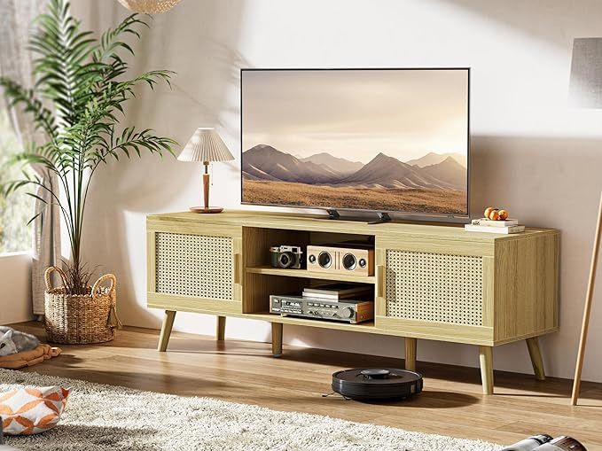 Rattan TV Stand Media Console Table