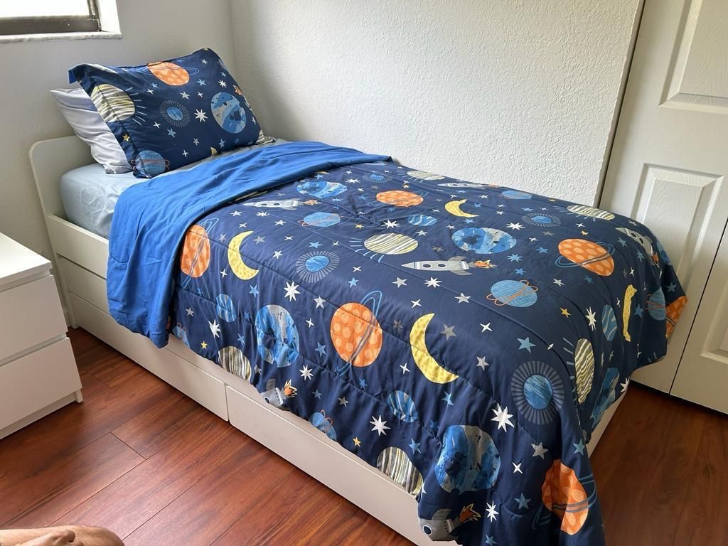 Bed Frame With Pull-Out Bed + Storage And Mattress