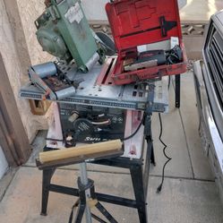 Tools. --Skillsaw--  & --Scroller Saw---   4in Belt & 6in  Disc Sander At