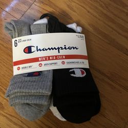 NWT Champion men’s arch support cushioned mid-crew socks 6 pairs 