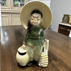 Vintage Oriental Asian Girls, Ceramic Planter Pot Mid-Century By Royal Coply 