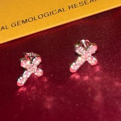 Moissanite Cross Earring Studs 3mm .10ct 925s
