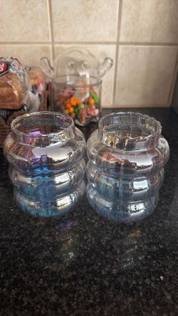 Iridescent Glass Bubble Vases Set of 2