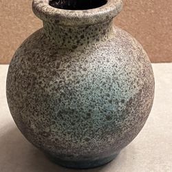 Vintage West Germany Earthenware Vase Pottery Blue Bottom 