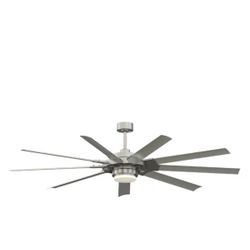 Fanimation Studio Collection Slinger v2 72-in Color-Changing Integrated LED Outdoor Brushed Nickel with Gray Blades Ceiling...