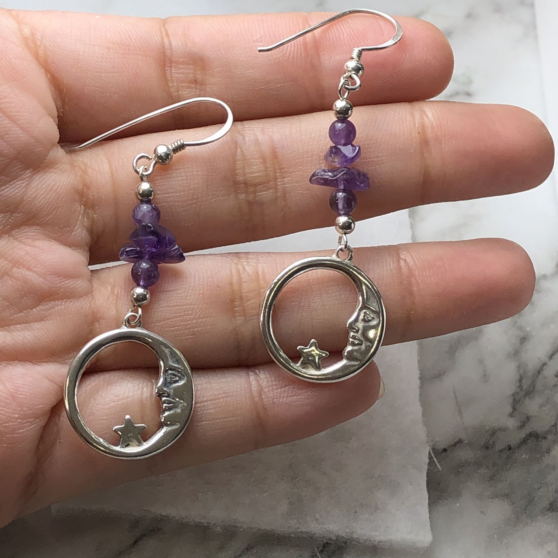 Handmade 925 sterling silver moon earrings