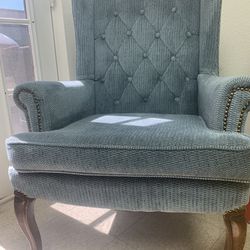 Vintage Style  Wingback Armchair  Light Blue