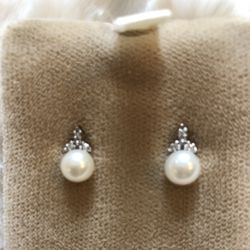 Vintage pearl and Diamond Earrings 