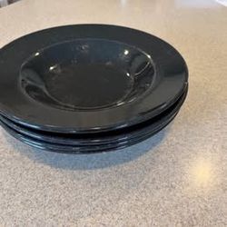 Set of 8 Heavy Black Ceramic Pasta Bowls