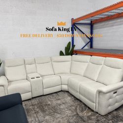 Free Delivery* Brand New Cream Sectional Sofa with Recliners! 