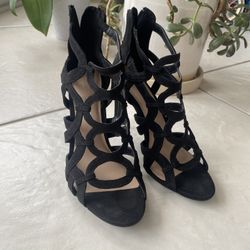 Black Open Toe Heels, Size 6.5