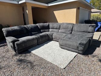 Large gray suede recliner