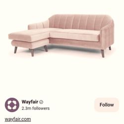 Mistana Blush Velvet Reversible Sofa & Chaise – Lightly Used, 81”