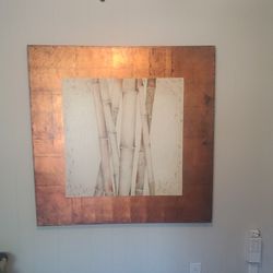 Bamboo with copper faux framed print 48x48