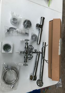 Chrome hand held shower/with drain