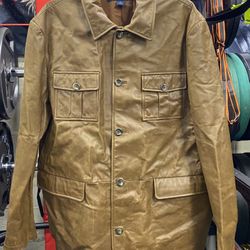 GAP 3/4 Length Brown Leather Jacket Size Large