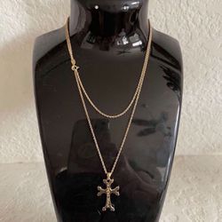 14k Gold Chain 24” And Cross (NO TRADE)