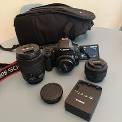 Canon EOS 80D With Bag And Canon 50mm Lens, 24 Mm Lens And 18 Mm