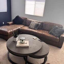 RH Leather Sectional 