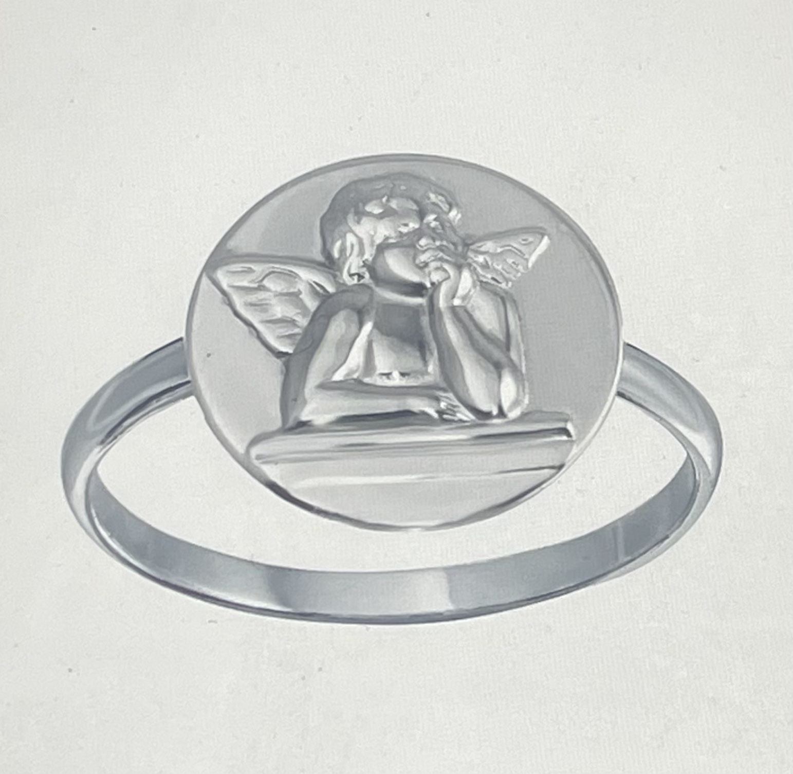 size 5 sterling silver angel ring 