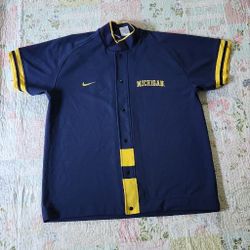 Men’s 2XL Vintage Nike Michigan Wolverines Baseball Jersey Navy Blue Snap