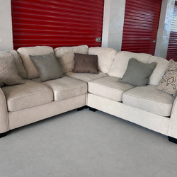 Beige L-Shape Sectional Couch 98x98 – Can Deliver Today