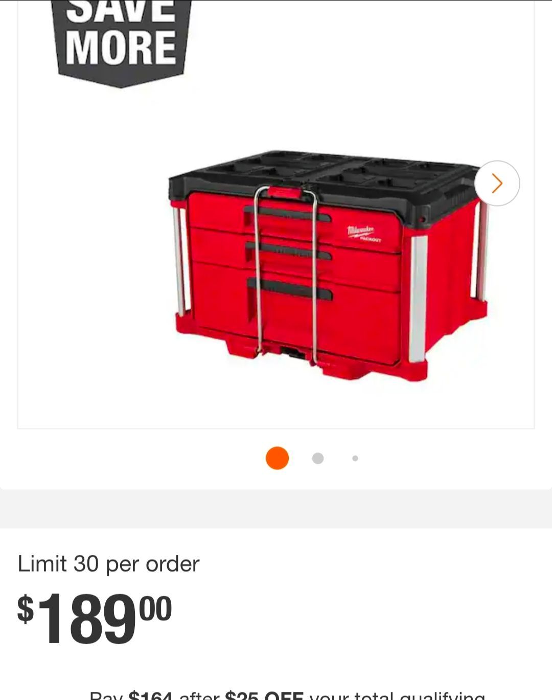 ✨️ Milwaukee PACKOUT 22 in. Modular 3- Drawer Multi Drawer Tool Box with Metal Reinforced Corners and 50 lbs. Capacity #3130