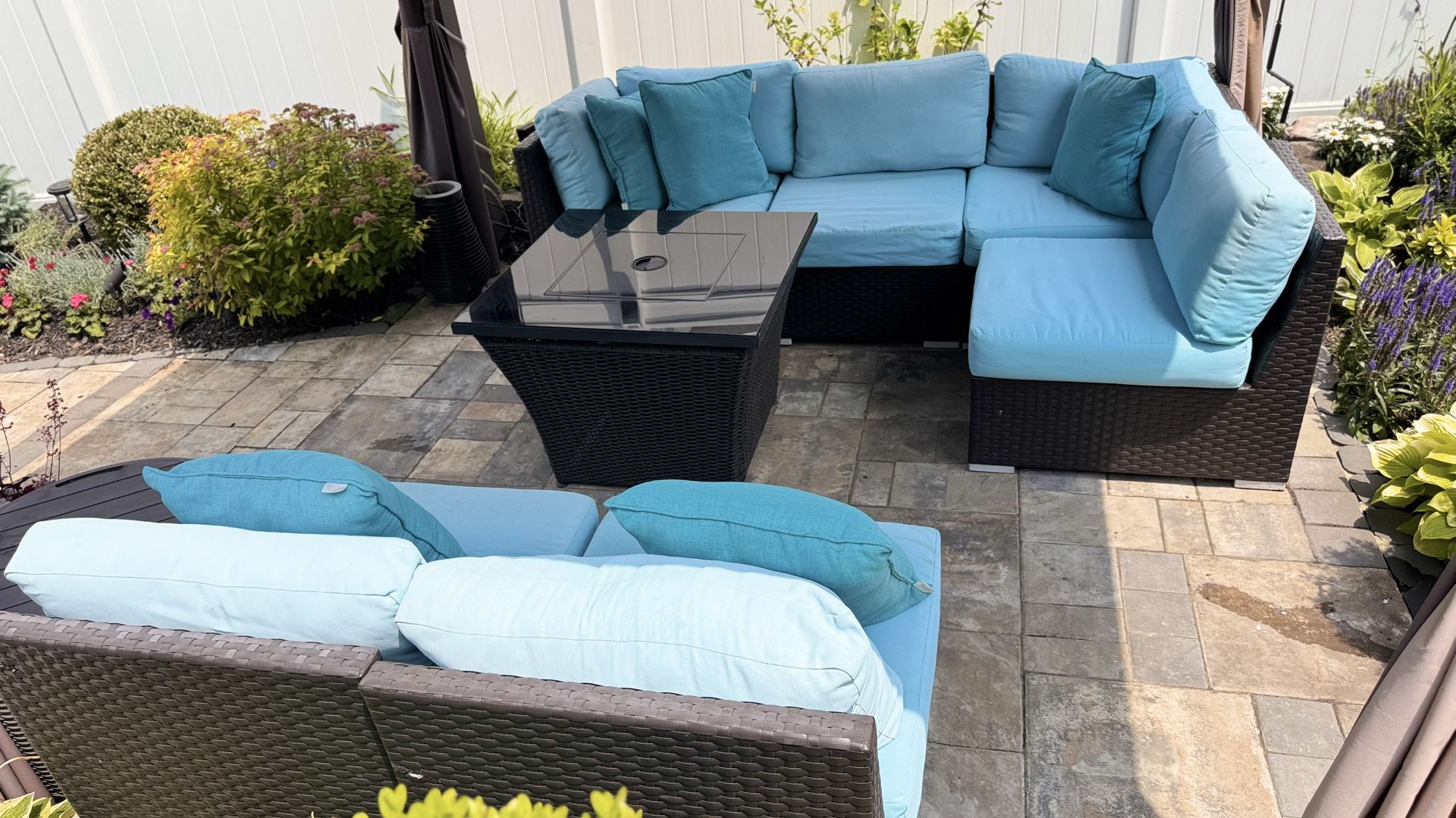 Blue Sectional Patio Set