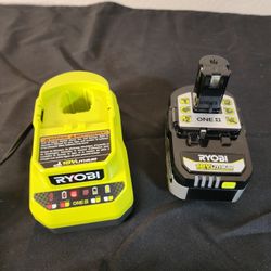 RYOBI ONE+ 18V Lithium-Ion Charger with 6.0 Ah HIGH PERFORMANCE Battery