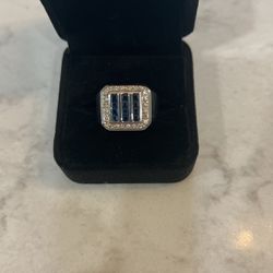 Men’s 14k Diamond And Sapphire Ring