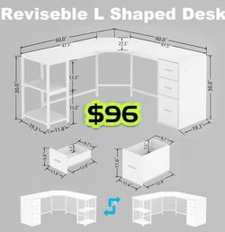 😀 L Shaped Corner Desk with Drawers, Reversible Modern L-Shaped Computer Desk with Storage Cabinet Shelves, Large Wood L Shape Home Office Desk Table