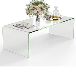 Tangkula Glass Coffee Table, 