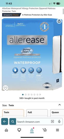 AllerEase Waterproof Allergy Protection Zippered Twin Mattress Protector