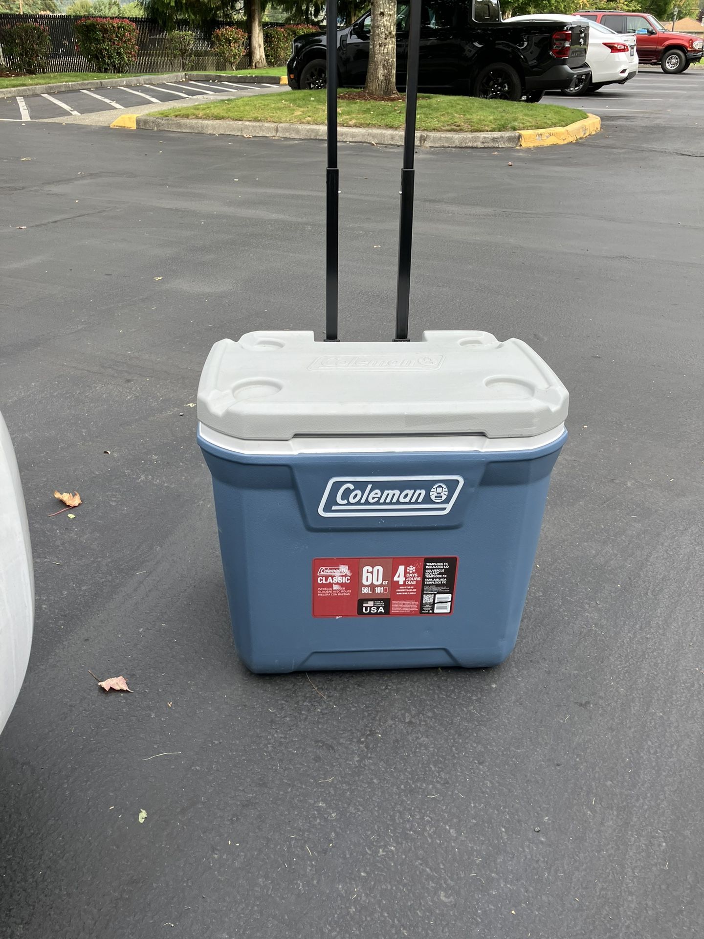 Coleman 60Qt Cooler On Wheels And Handle For Easy Carry. Still In Good Condition And Useable