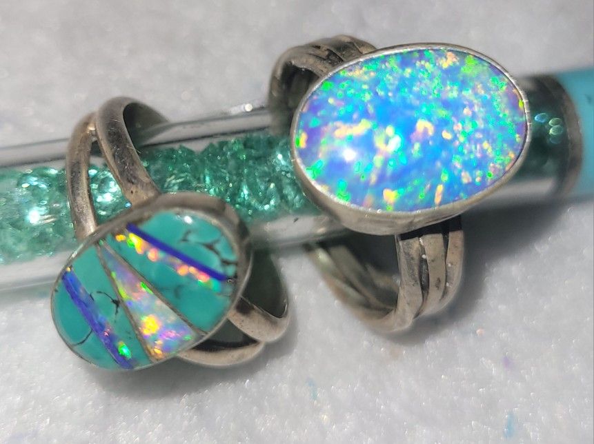 Vintage 925 Sterling Opal Rings YOUR CHOICE