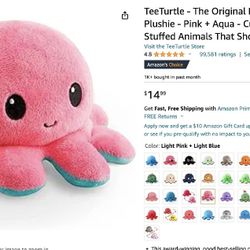 Flippable octopus orange and pink Plushie Stuffed Animals