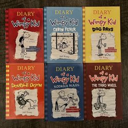 DIARY OF A WIMPY KID, LOT OF 6 BOOKS