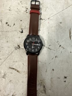 Timex Brown Leather Easy Reader Watch #D2