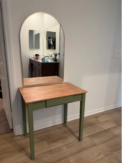 Wood table / desk and mirror