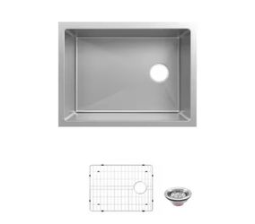 Glacier Bay Tight Radius 23 in. Undermount Single Bowl 18 Gauge Stainless Steel Kitchen Sink with Accessories