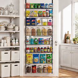 8-Tier Pantry Door Oragnizer, Over The Door Pantry Organizer Rack and Storage, Hanging Spice Rack Shelves Door, Home Office Laundry Room Bathroom & Ki