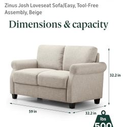 Zinus Loveseat Sofa,Need gone ASAP