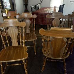 6 oak wooden chairs 